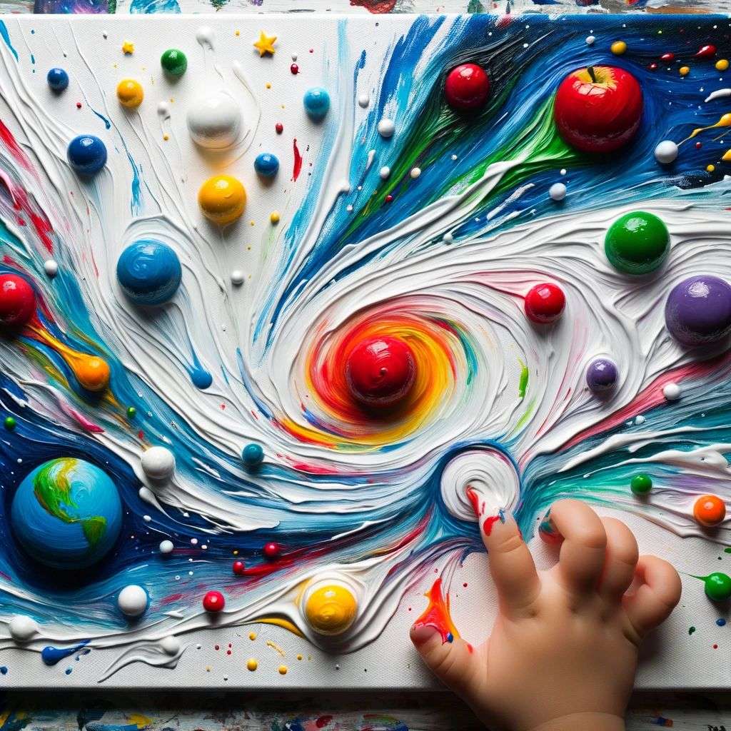 the discovery of gravity, finger painting